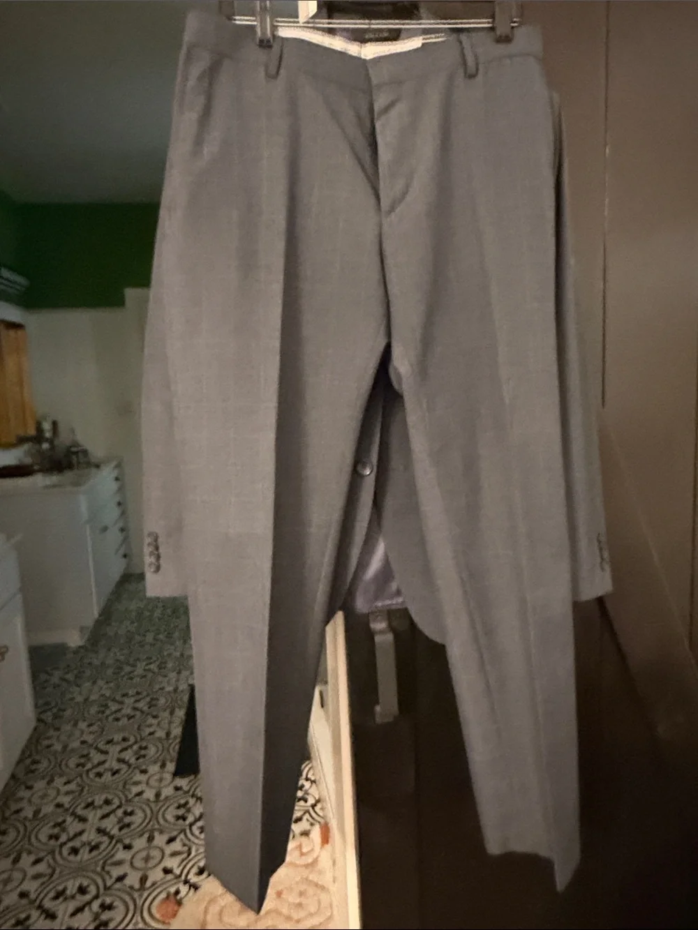 Banana Republic Gray Windowpane Men's Suit Blazer and Pants set